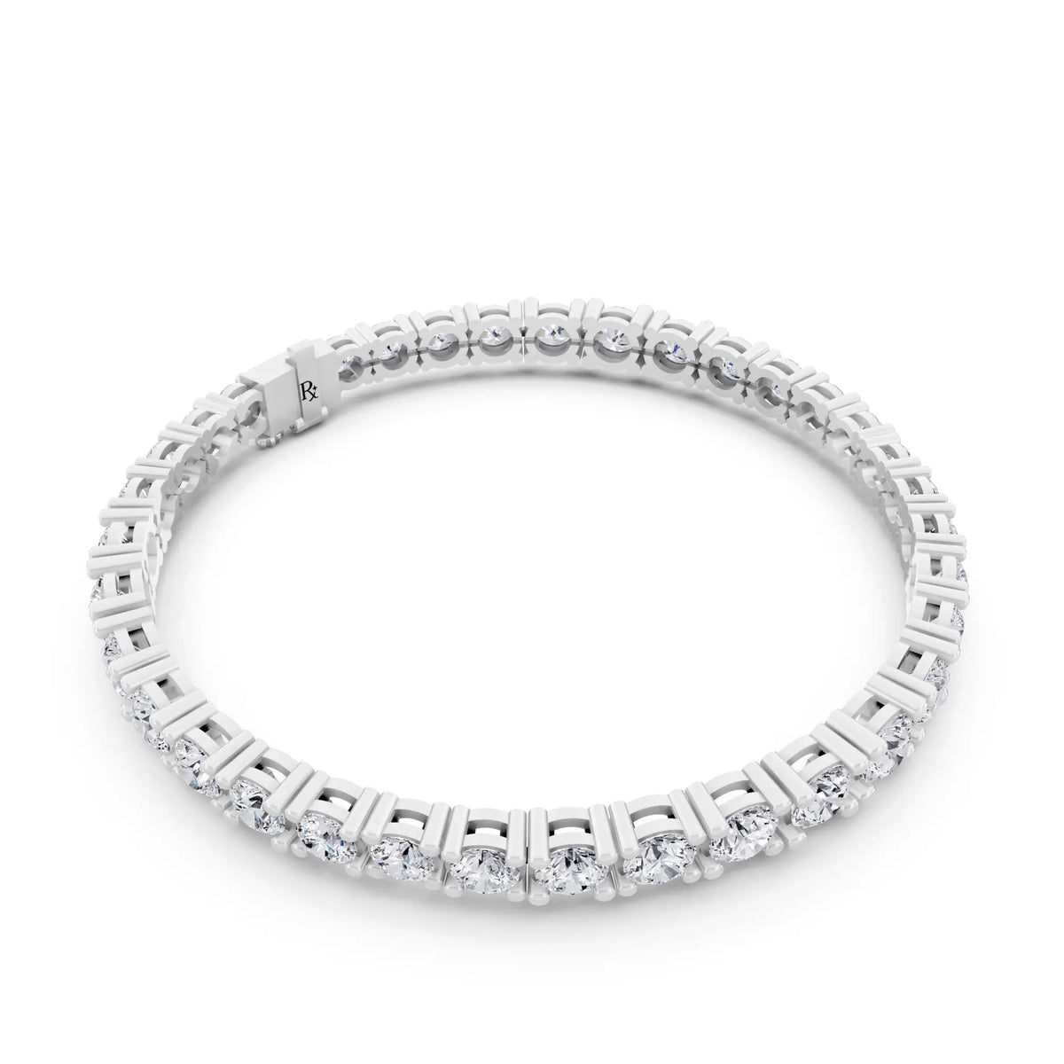 10K White Gold Graduated Round Cut Diamond Tennis Bracelet - Left