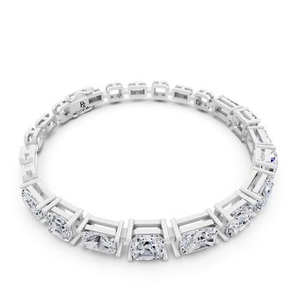 10K White Gold Radiant and Square Emerald Cut Diamond Tennis Bracelet - Left