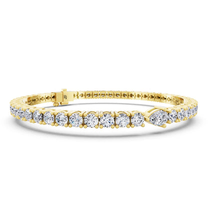 10K Yellow Gold Round Cut Diamond Tennis Bracelet with Pear Accent - Top1