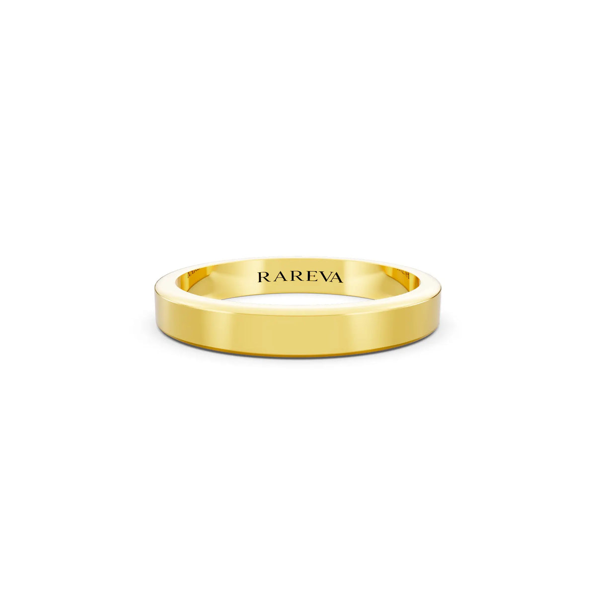 14K Yellow Gold Men's Flat Wedding Band - 3mm - Front