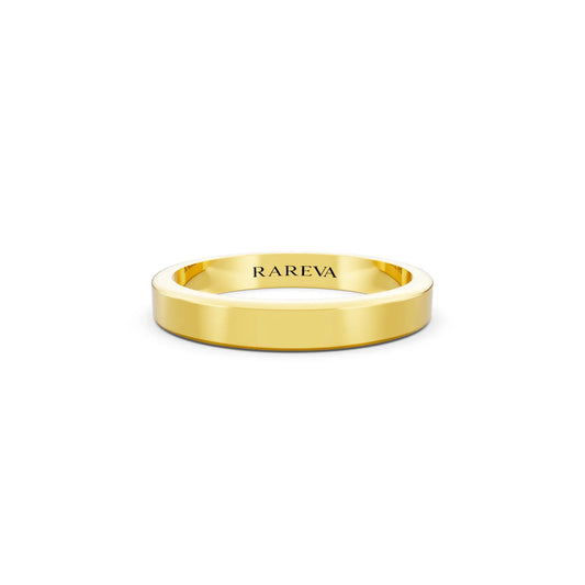 14K Yellow Gold Men's Flat Wedding Band - 3mm - Front