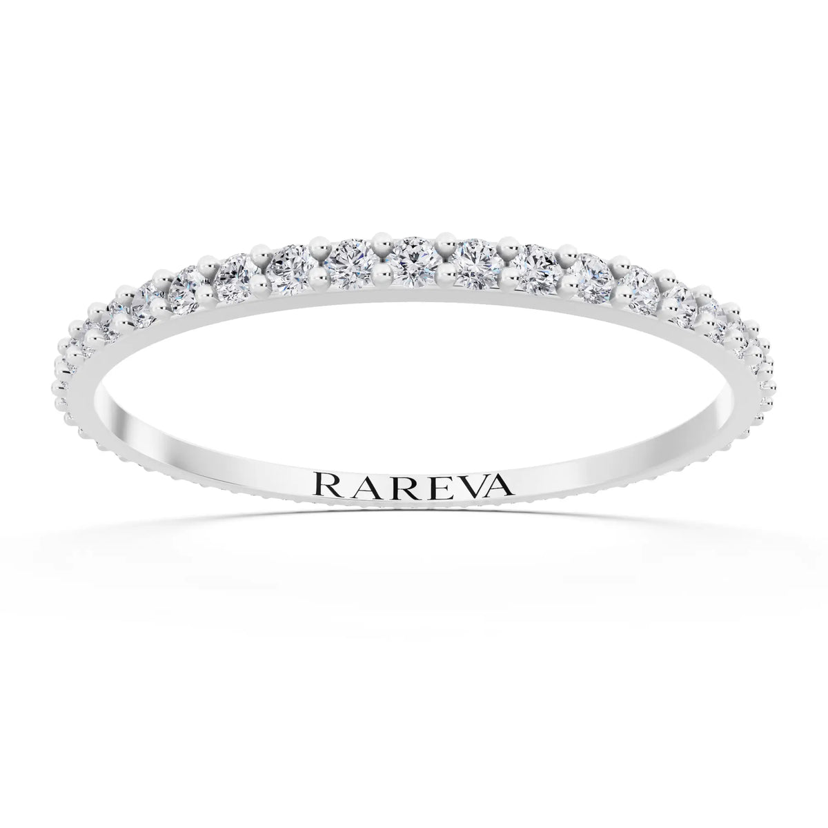 10K White Gold Round Cut Diamond 4 Prong Eternity Band - 1.6mm - Front