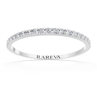 10K White Gold Round Cut Diamond 4 Prong Eternity Band - 1.6mm - Front