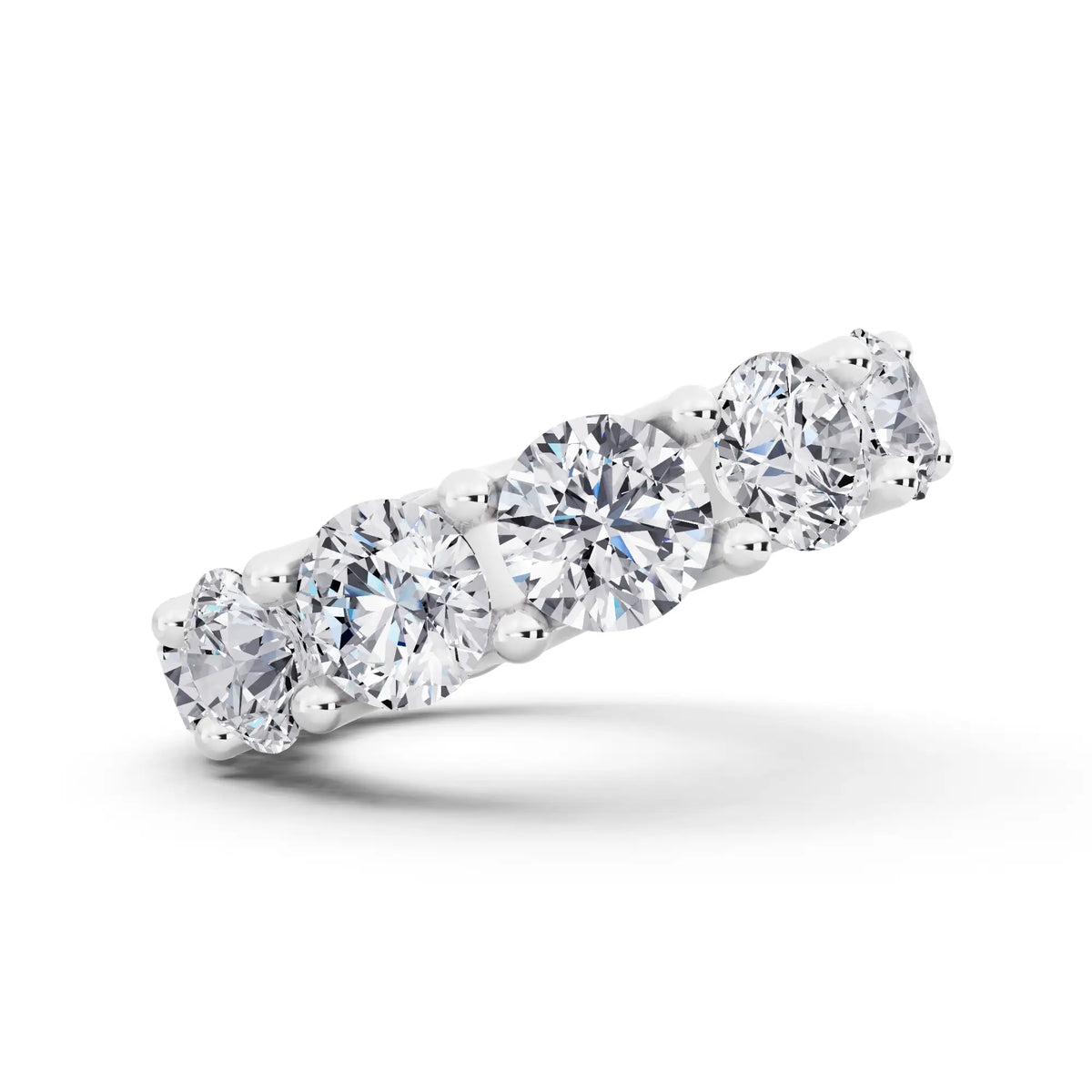 Silver Round Cut Diamond Unity Prong Eternity Band - 5.5mm - Side