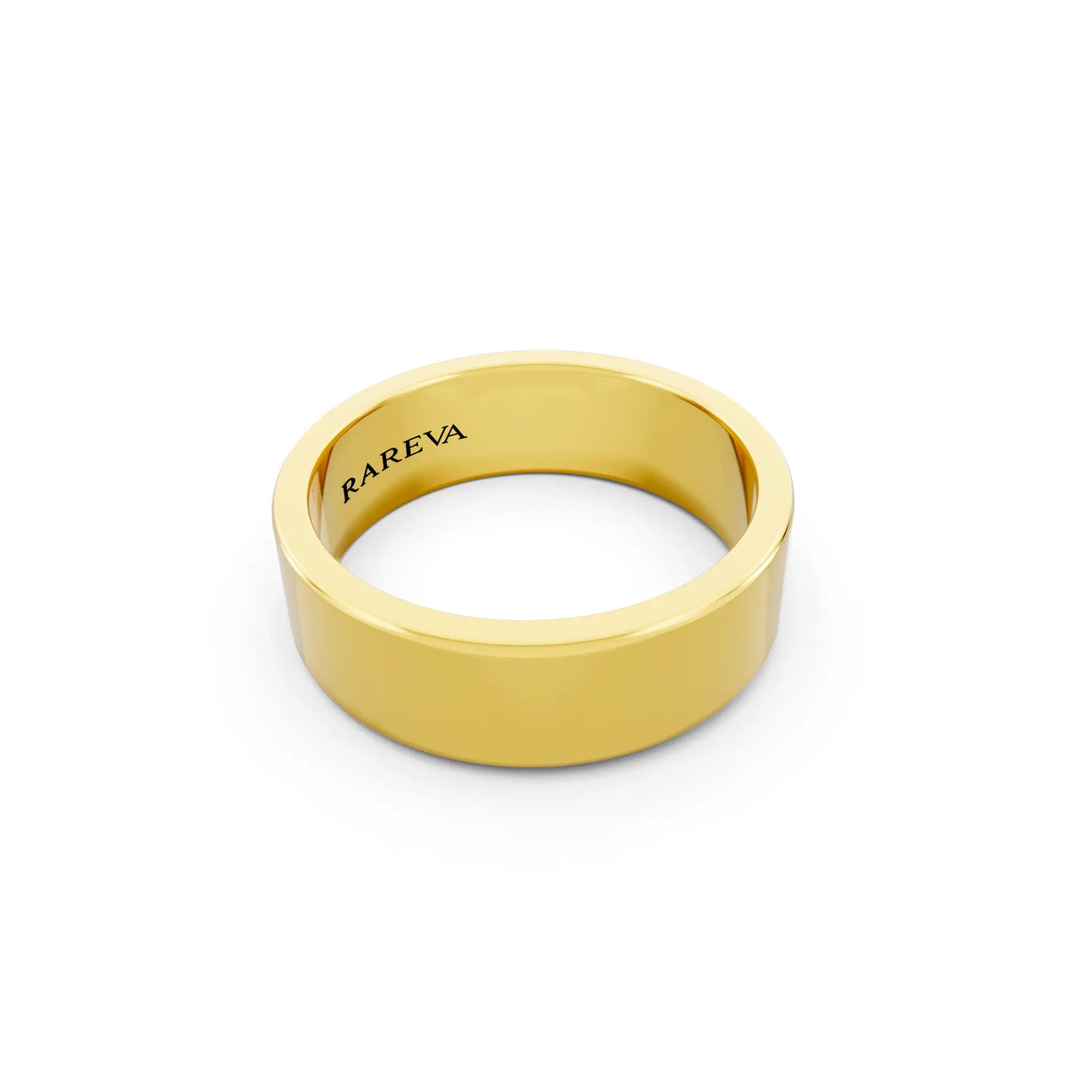 14K Yellow Gold Men's Soft Edge Flat Wedding Band - 6mm - Left