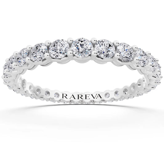 Silver Round Cut Diamond Unity Prong Eternity Band - 2mm - Front
