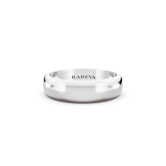 14K White Gold Men's Classic Dome Wedding Band - 5mm - Front