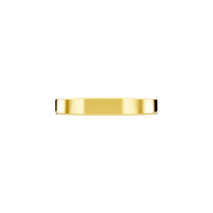 14K Yellow Gold Men's Soft Edge Flat Wedding Band - 3mm - Side
