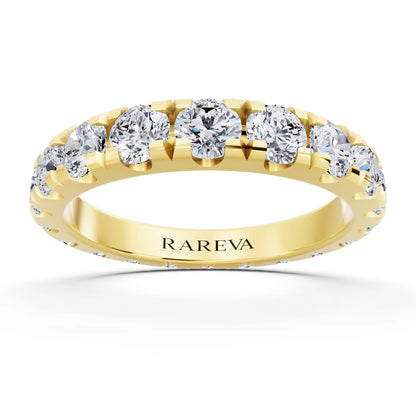 10K Yellow Gold Round Cut Diamond Classic Eternity Band - 3mm - Front