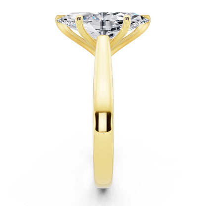 14 KT Yellow Gold Marquise Cut Diamond Solitaire Ring with Hidden Accent - side view