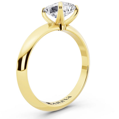 14 KT Yellow Gold Radiant Cut Diamond Classic Solitaire Ring - top view