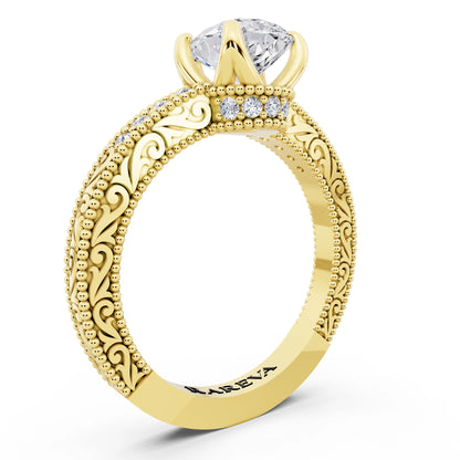 14 KT Yellow Gold Pear Cut Diamond Vintage - top view