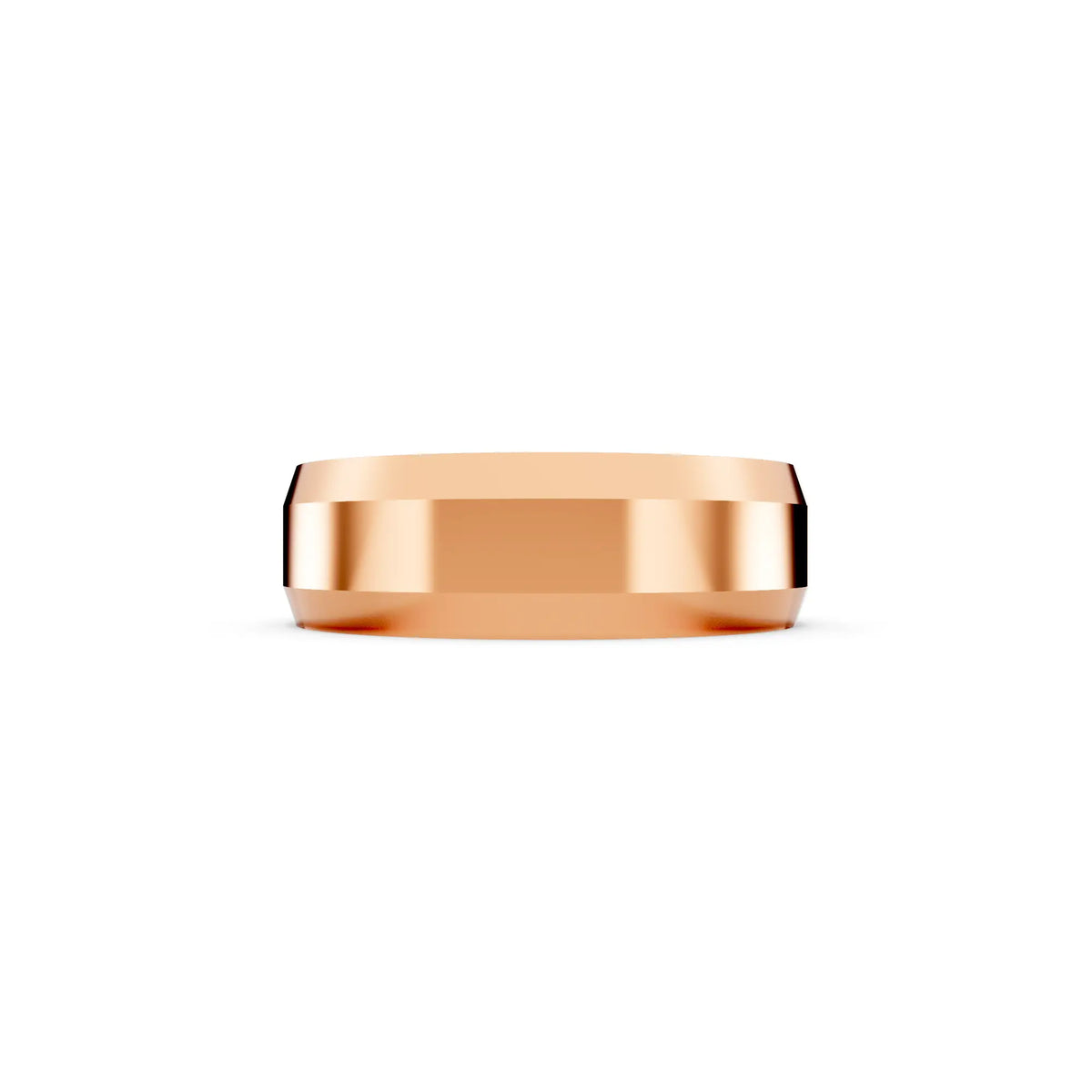 14K Rose Gold Men's Beveled Edge Wedding Band - 6mm - Side