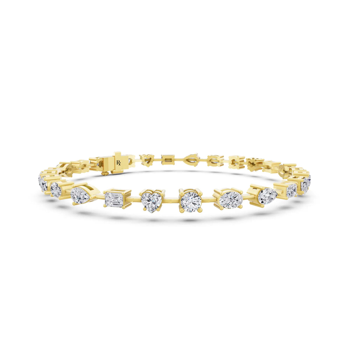 10K Yellow Gold Multi Shape Diamond Tennis Bracelet - Top1