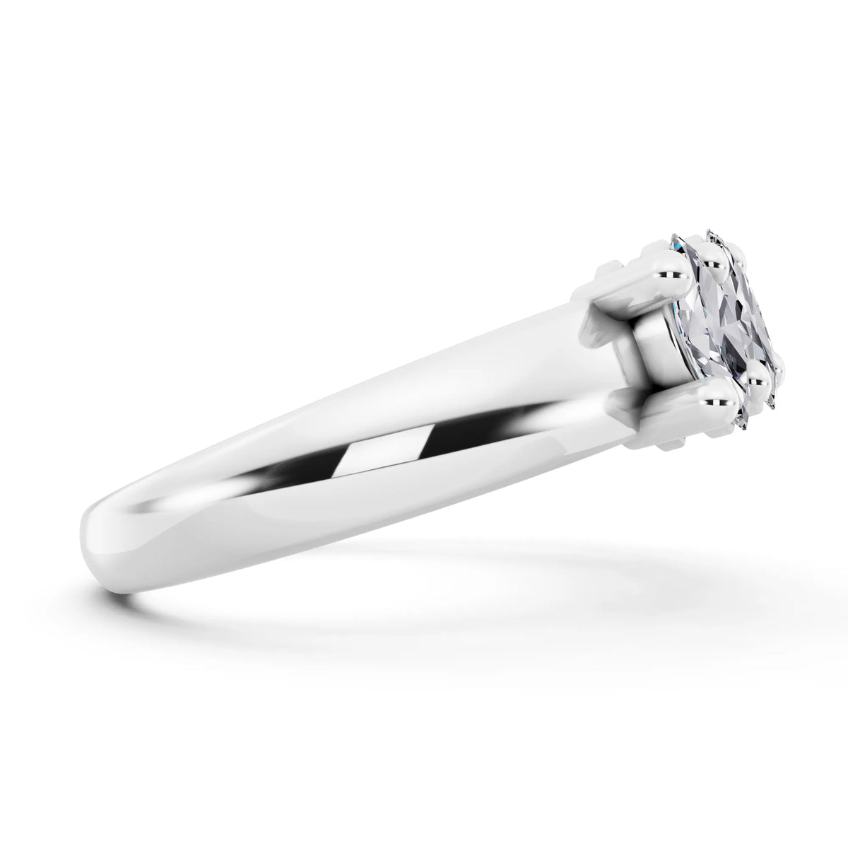 14K White Gold Seven Stone Marquise Cut Diamond Half Eternity Wedding Band - 1.8mm - Side