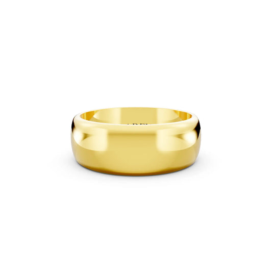 14K Yellow Gold Men's Classic Dome Wedding Band - 7mm - Front