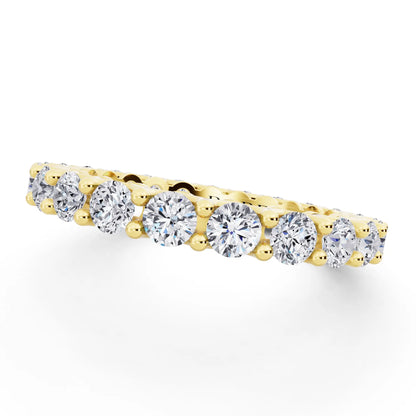 14K Yellow Gold Round Cut Diamond Unity Prong Eternity Band - 2.5mm - Close up