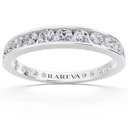 Platinum Round Cut Diamond Channel Set Eternity Band - 2.5mm - Front