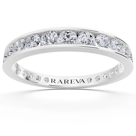 Platinum Round Cut Diamond Channel Set Eternity Band - 2.5mm - Front
