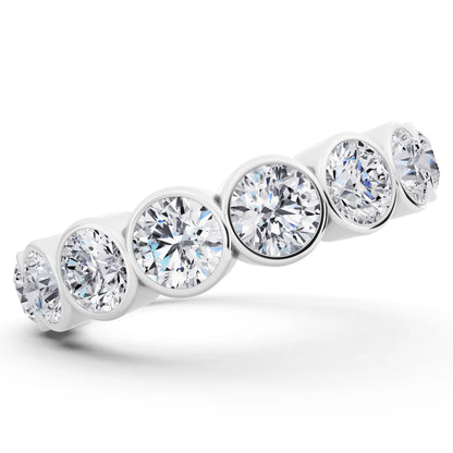 Silver Round Cut Bezel Set Diamond Full Eternity Wedding Band - 4.1mm - Side