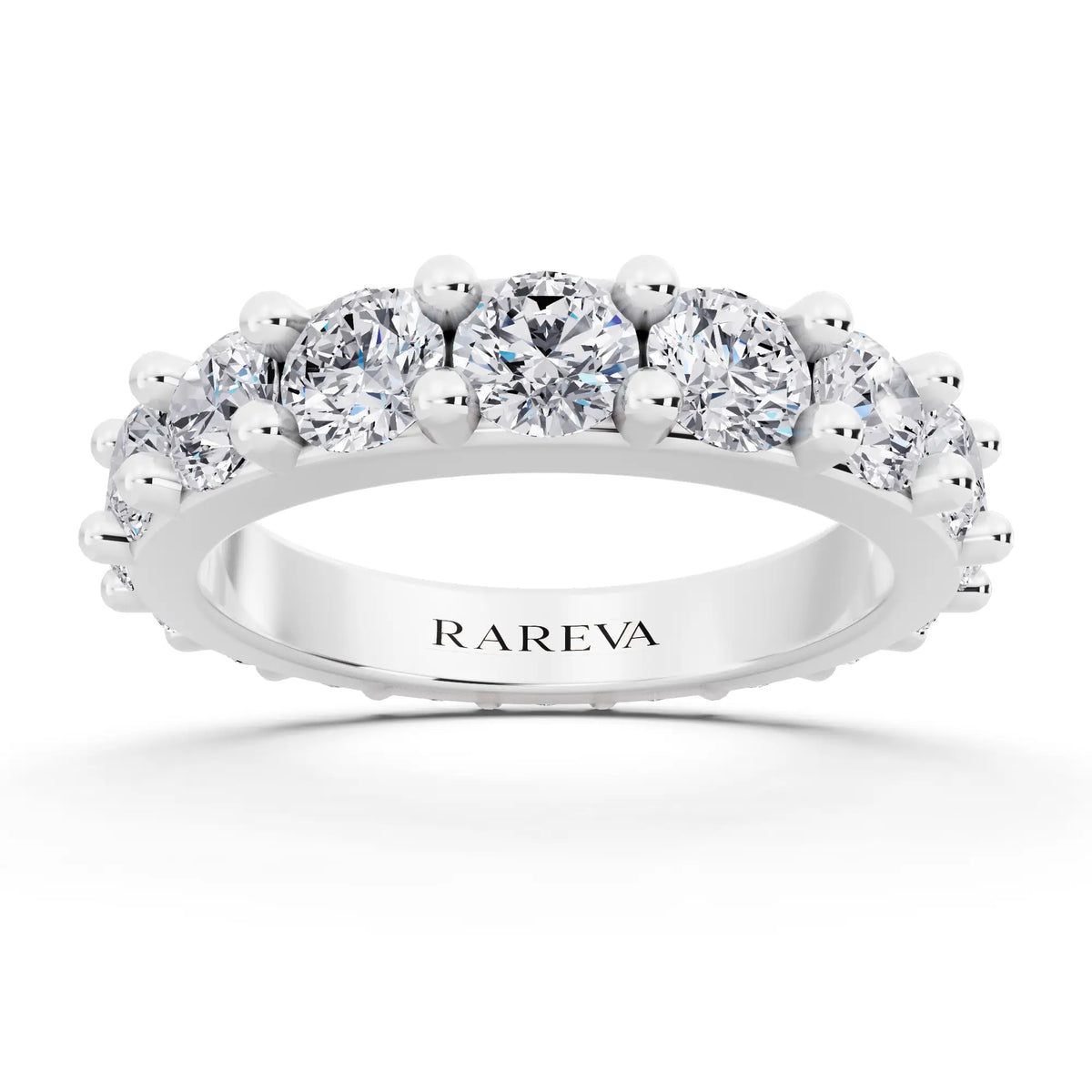 Platinum Round Cut Diamond 4 Prong Eternity Band - 3.5mm - Front