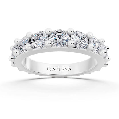 Platinum Round Cut Diamond 4 Prong Eternity Band - 3.5mm - Front