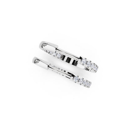 Silver Round Diamond Hoop Earrings - top