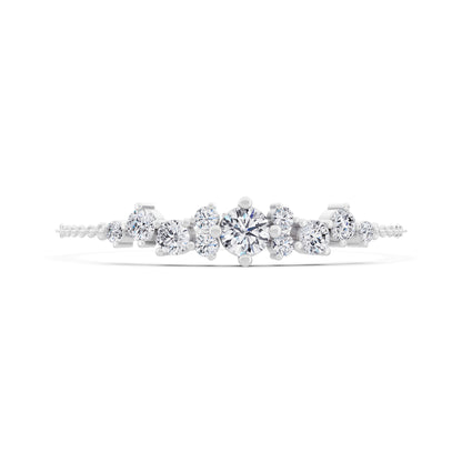 Silver Round Cut Diamond Cluster Chain Bracelet - Front