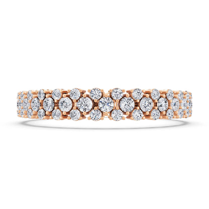 14K Rose Gold Multi Row Round Cut Diamond Tennis Bracelet - Front