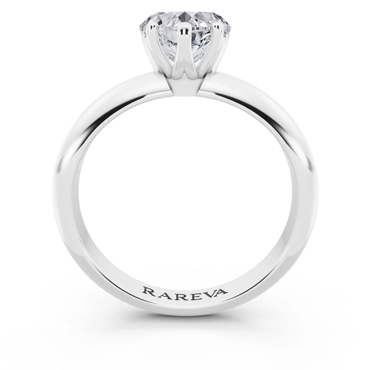 Platinum Heart Cut Diamond Classic Solitaire Ring - through finger