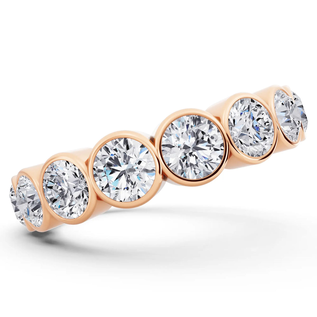 14K Rose Gold Round Cut Bezel Set Diamond Full Eternity Wedding Band - 4.1mm - Side