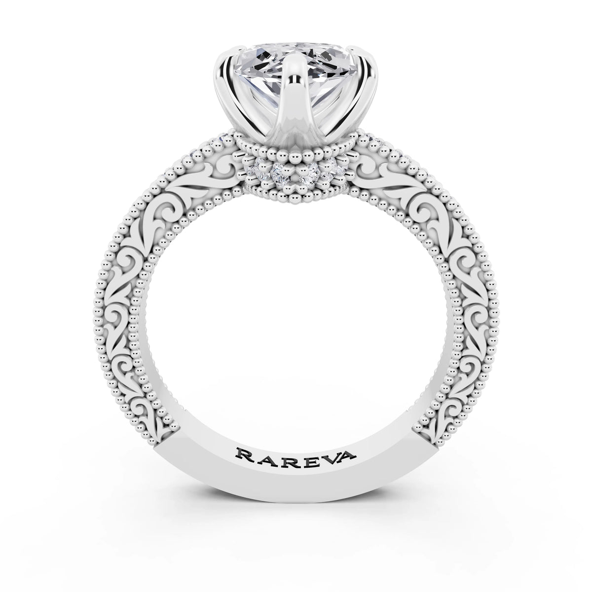 14 KT White Gold Marquise Cut Diamond Vintage - through finger