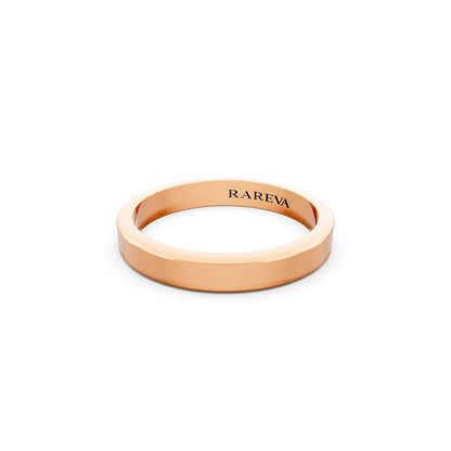 14K Rose Gold Men's Flat Wedding Band - 3mm - Close up