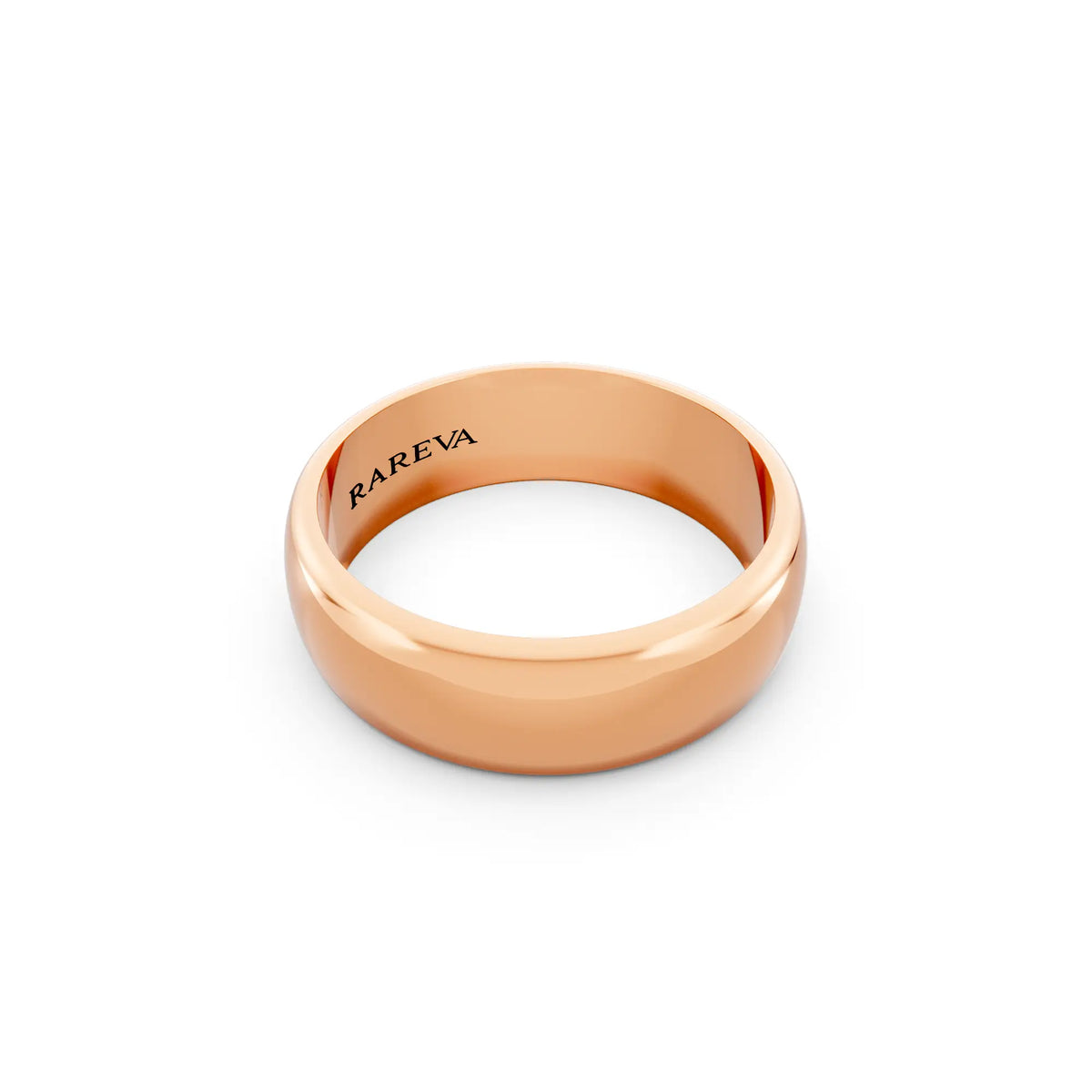 14K Rose Gold Men's Classic Dome Wedding Band - 6mm - Left