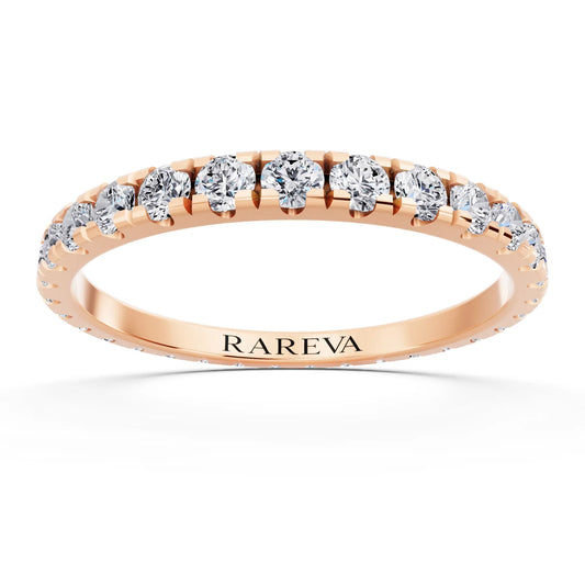 10K Rose Gold Round Cut Diamond Classic Eternity Band - 1.8mm - Front