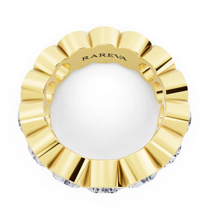 14K Yellow Gold Round Cut Bezel Set Diamond Full Eternity Wedding Band - 5.9mm - Top