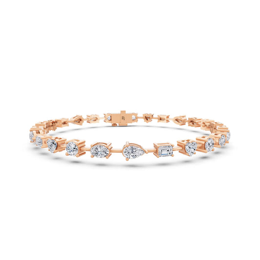 10K Rose Gold Multi Shape Diamond Tennis Bracelet - Main