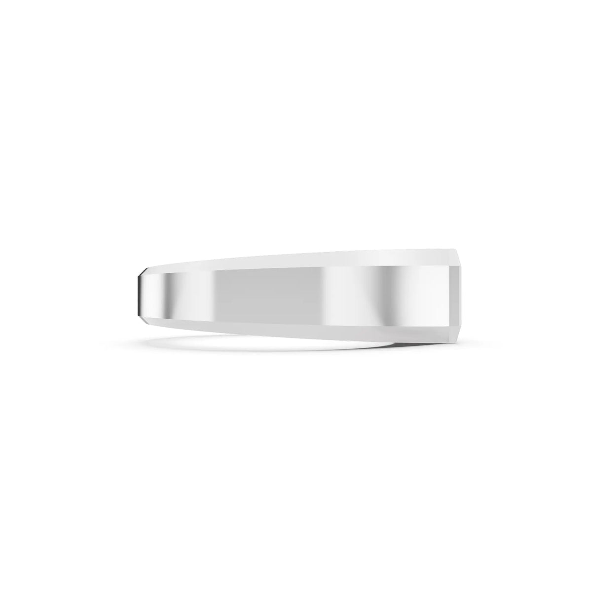 10K White Gold Men's Radiant Cut Diamond East West Solitaire Ring - 4mm - Side