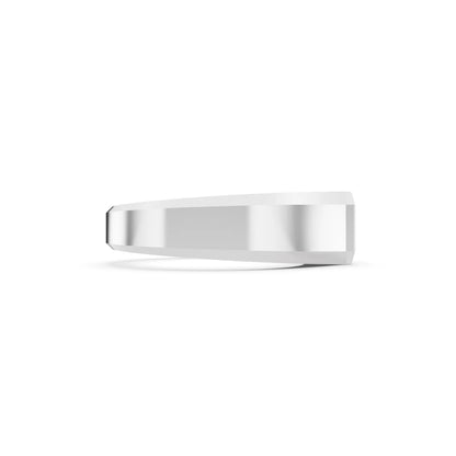 10K White Gold Men's Radiant Cut Diamond East West Solitaire Ring - 4mm - Side