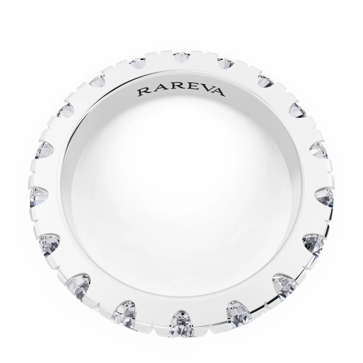 Silver Round Cut Diamond Classic Eternity Band - 3.5mm - Top
