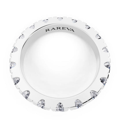 Silver Round Cut Diamond Classic Eternity Band - 3.5mm - Top
