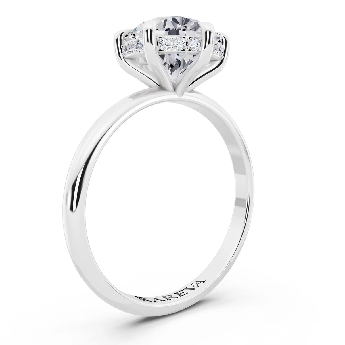 Platinum Round Cut Diamond Hidden Halo Solitaire Ring - top view