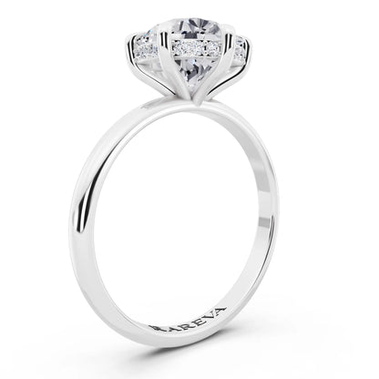 Platinum Round Cut Diamond Hidden Halo Solitaire Ring - top view