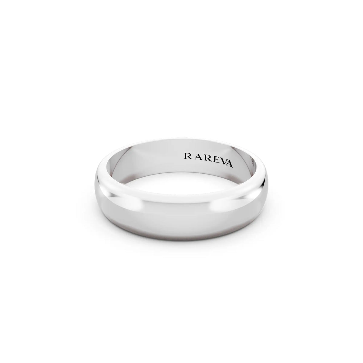 Silver Men's Classic Dome Wedding Band - 5mm - Close up