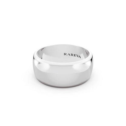 Platinum Men's Classic Dome Wedding Band - 8mm - Close up