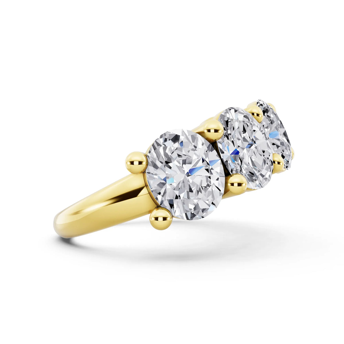 10K Yellow Gold Seven Stone Oval Cut Diamond Half Eternity Wedding Band - 2.8mm - Side