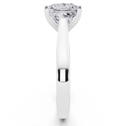 Platinum Princess Cut Diamond Solitaire Ring with Hidden Accent - side view