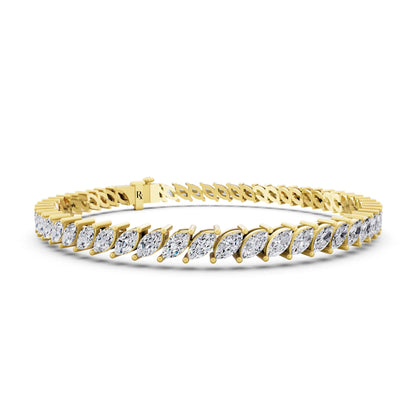 10K Yellow Gold Marquise Cut Diamond Tennis Bracelet - Top1