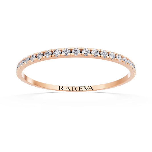 10K Rose Gold Round Cut Diamond Classic Eternity Band - 1.5mm - Front