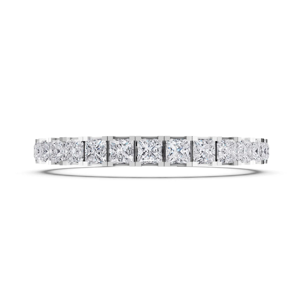10K White Gold Princess Cut Diamond Tennis Bracelet - Front